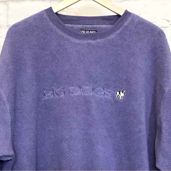 Big Dogs XL Vintage Men's Fleece Sweatshirt Purple Tonal Logo Pullover 90s Y2K - Picture 1 of 7